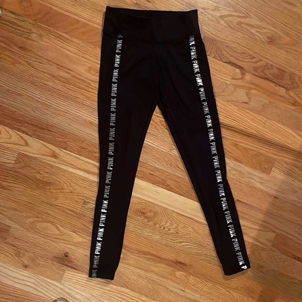 Victoria’s Secret PINK logo leggings, size extra small. Fleece lining.